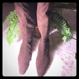 Brown Suede Knee Length Boots